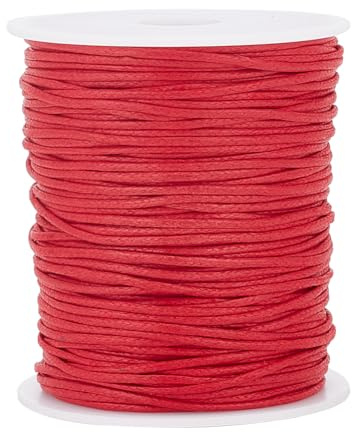 PH PandaHall 91.4m Filo di Cotone Cerato Rosso 1.5mm Cordoncino di Cotone Cerato, Filo Rosso per Braccialetti per Creazione di Gioielli Collane Macramè Artigianato Fai Da Te