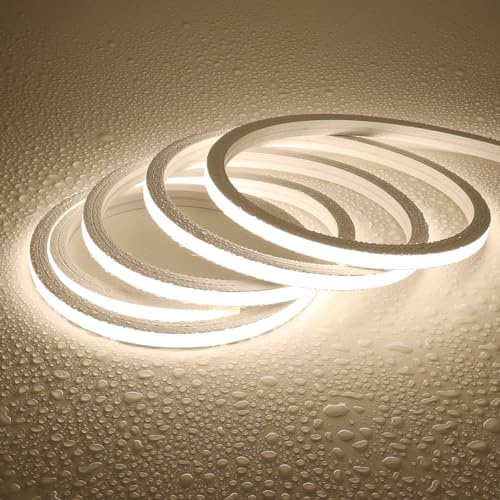 JOYLIT 24V Neon LED Strip 4000K Natürliches Weiss 5M 168LEDs/M 60W Sehr Hell Ohne Punkte Licht Band 10 x 10MM LED Flex Streifen IP67 Wasserdicht Dimmbar Silikon Lichtleiste für Innen Außen Küche Deko