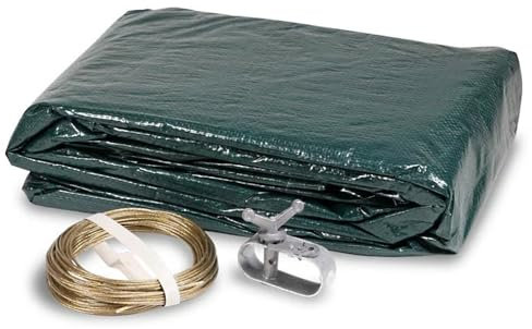 Poolabdeckung rund (Für Ø 500 cm Stahlwandpools) - Sommer & Winter Abdeckplane - Poolplanenmaß Ø 560 cm - Materialdichte 90g/m² - Pool UV- und Algenschutz - Inkl. Stahlseil und Spannschloss