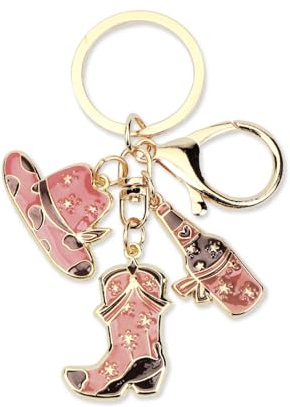 Western Cowboy Hat Boot Keychain, Unique Creative Keyring for Students, Car Keys and Backpack, Perfect as Women's Gifts, Birthday Presents for Mum, Sentimental Souvenirs for Friends and Couples