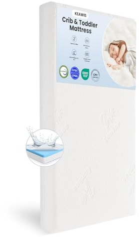 KEAWIS Memory Foam Crib & Toddler Mattress: Dual-Sided Soft Cribs mattresses for Waterproof - 52 x 27.6 x 5 - Breathable - Bamboo Toddler Bed Mattress Fits Baby and Kids