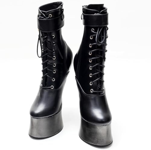 TIKENBST Talon Aiguille Talons Hauts Sexy 46 Plateforme Heelless Ballet Bottines Super Hautes,Black-45