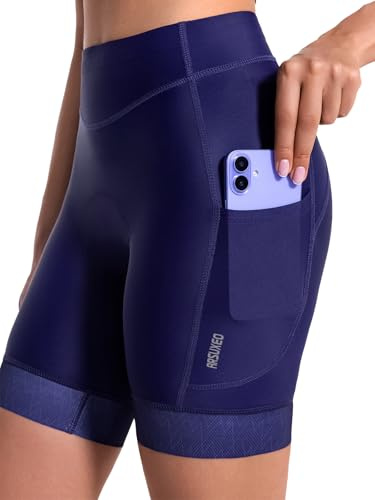 ARSUXEO Vadderade cykelshorts dam cykelshorts med vaddering cykelunderkläder 2 fickor
