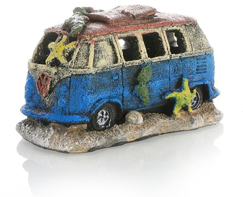Décoration pour Aquarium, Ornament en Résine Ornements de Simulation d'épave de Bus Décorations Aménagement Paysager pour Aquarium, pour Animaux Aquatiques Puissent Jouer et se Reposer