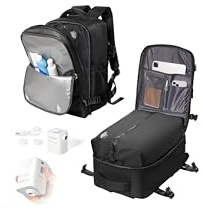 livbote Sac a Dos sous Vide de Voyage Cabine Avion avec Pompe – Sac de Compression avec Airbag, Bagage à Main 45x36x20 Imperméable - Noir