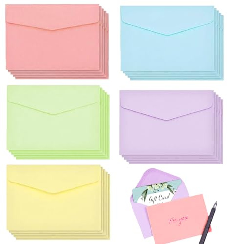 KEWUF 30 Piezas Sobres de Colores, Sobres Papel, Tamaño C6, Adecuados para Bodas, Tarjetas de Cumpleaños, Navidad, Invitaciones, San Valentín (125 * 175mm, Azul, Verde, Rosa, Morado, Amarillo)