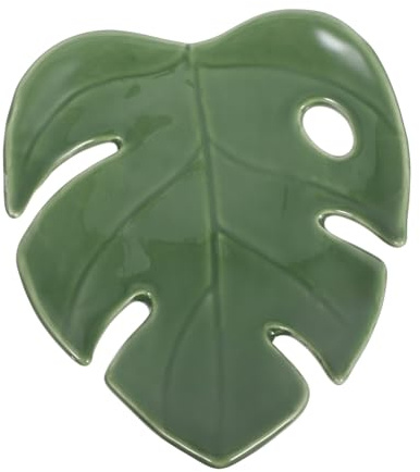 HOODANCOS Plateau à Bijoux en Céramique Forme Feuille Monstera Grand Vide-Poches Décoratif pour Boucles d'Oreilles Colliers et Clés Coupelle Porte-Accessoires Polyvalente et Facile à