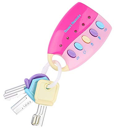 Masyrt Simulazione Giocattolo Chiave per Auto Finta Chiave per Auto Telecomando con Luci Suoni Musica 3 Tasti 5 Pulsanti per Bambini Giocattolo Educativo Precoce (Rosa)