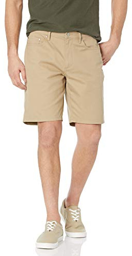 Amazon Essentials Men's Slim-Fit Stretch 5-Pocket Shorts, 9” (22.9cm) Inseam, Khaki Brown, 34W