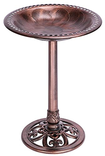 VIVOHOME Bird Bath for Outside, Polyresin Pedestal Bird Baths for Outdoor, Garden, 28 Inch Height Weather-Resistant Birdbaths with 20 Bowl, Bronze