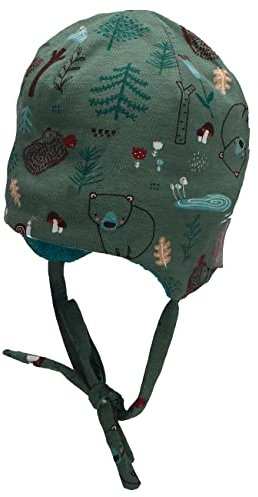 Sterntaler Baby Jungen Beanie Waldtiere Mütze - Kinderbeanie Gefüttert Mit Baumwoll Fleece - Dunkelgrün, 37