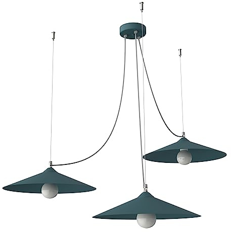 L+ Hängelampe Wohnzimmer dezentriert Metall konische Form Kronleuchter Küche Kronleuchter Ø40cm Farbe Blau