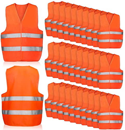 Tarpop 60 Packs Safety Vests Pack High Visibility Construction Vests Reflective Working with 2 Reflective Strips(Orange)