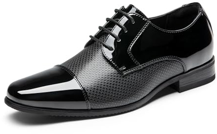 Bruno Marc Men's Patent Tuxedo Dress Shoes Classic Lace-up Formal Oxfords, Wedding and Business,Size 9,Black-Pat,SBOX2404M