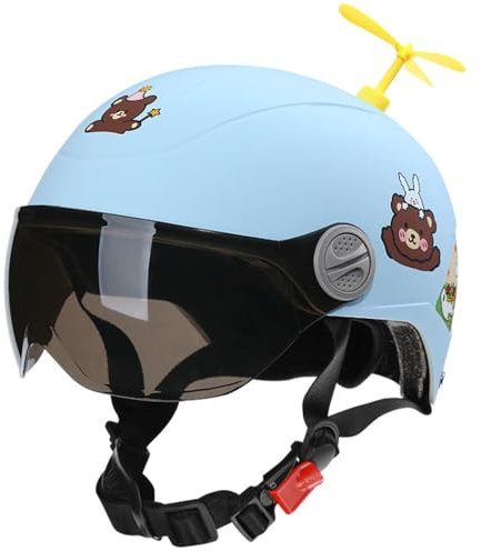 Retro Motorrad Kinder Jethelm Kinder 3/4 Moped Halbhelm Jet Pilot Bobber Straßenmoped 2–14 Jahre Alt Jungen Mädchen Motorrad Halbhelme, DOT-Geprüft D,48-55cm
