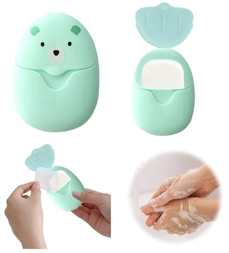 Fychuo Travel Soap Sheets Portable Soap Flakes Box Backpacking Essentials Disposable Travel Wash Hand Foaming Soap Cases On The Go Camping Accessories Hiking Cleaning Products Green