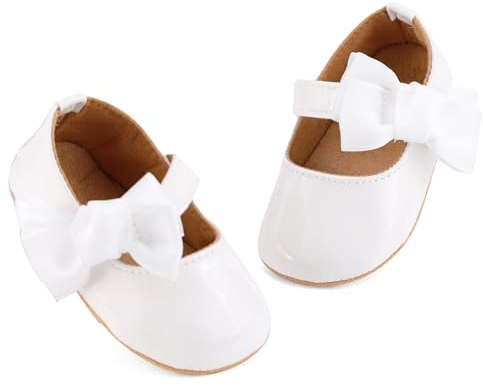 LACOFIA Zapatos Bautizo Bebé Niña Zapatillas Primeros Pasos Antideslizantes Calzado Vestir Bebé Niña Blanco 3-6 Meses