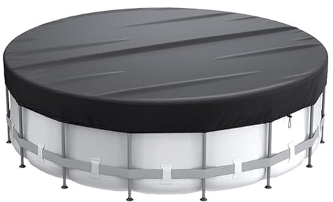 Rinhtma Poolabdeckung,Poolabdeckung Rund,Poolabdeckung Winter und Sommer,Pool Abdeckplane mit Kordelzug und Bodennägeln Einfache Installation,Geeignet für Runde Schwimmbecken (460 * 460 * 20)