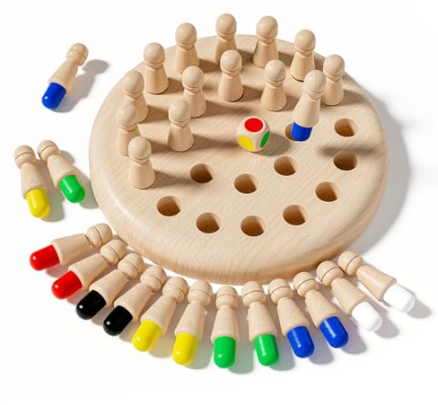 ZHITENG Scacchi di Memoria in Legno Bambino, Giochi Montessori Memory Gioco Scacchi Legno, Educativo Giocattolo di Cognitiva del Colore, Giocattolo per la Memoria Gioco Educativo a Partire dai 3 Anni