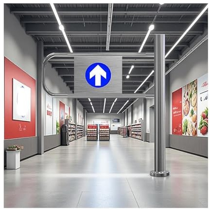 Supermarché Sens Unique Accès Automatique Portail Battant, Double Sens Magasin Métal Portails De Sécurité, Ouverture À 90° Portillon D'entrée Pivotant(Right,W75cm/29.5in/2.4ft)