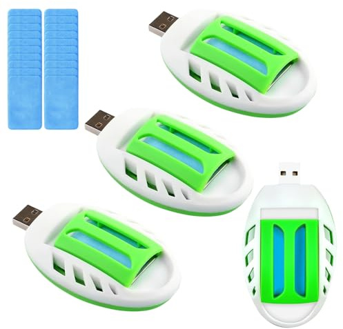 Fiotha Lampada Antizanzare Elettrica, Zanzariera Elettrica Con 120 Pcs Piastrine Antizanzare, USB Elettrico Repellente Zanzare, Portatile Repellente per Insetti, per Interno, Esternoa (4 Pcs)