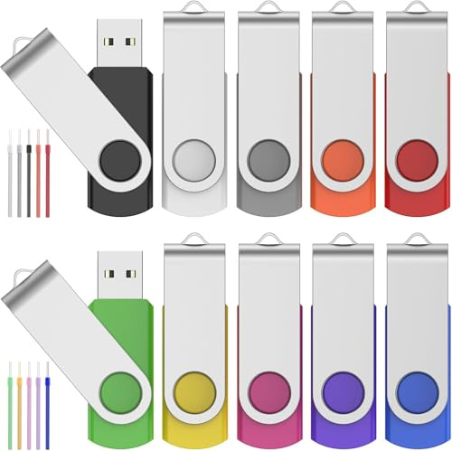 10 Piezas Pendrives 256MB Memoria USB - Giratorio Almacenamiento de Datos 256 MB Unidad Flash USB - FEBNISCTE Pequeña Capacidad USB 2.0 Memory Stick Regalo Multicolor para Empresa Anuncia y Buscaba