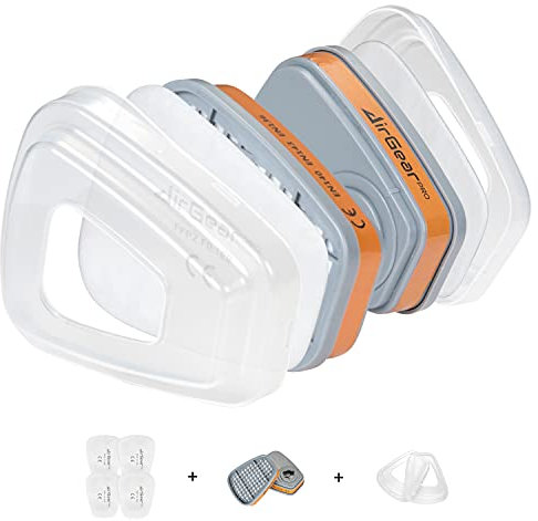 AirGearPro F-500 Activated Charcoal Filters for Reusable Respirator Mask | Anti-Dust Mask Filters Ideal for Painting, Woodworking, Construction, Sanding, Spraying, Chemicals, DIY, Toxic Waste etc.