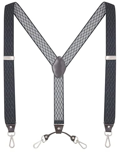Ausukler Men's Suspenders with Swivel Hooks and Adjustable Braces, Suitable for Heavy Duty, Big and Tall, Black (Black Diamond)