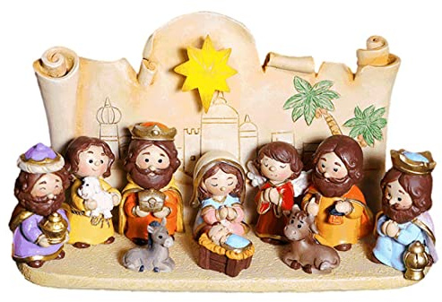 10 Figurines crèche Noël Jésus - en résine - Crèche Noël - Crèche Noël - Décoration crèche - pour Enfants - Bureau - Église - École - Décoration Noël