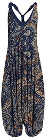 Damer Rompers Summer Bib Harem Pants Playsuit Baggy Jumpsuits Steveless Print Och