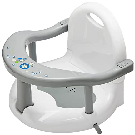 Gusengo Babybadstol - halkfri hopfällbar babybadstol, med kraftfulla sugkoppar, 6 till 18 månader grå + vit