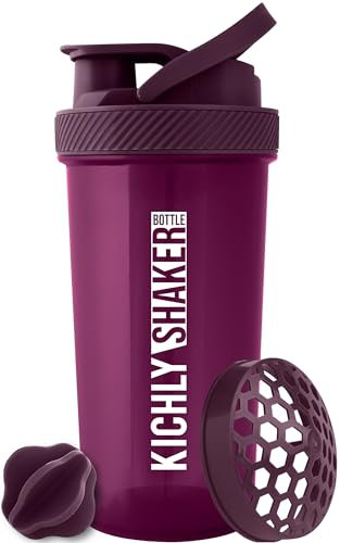 KICHLY Shaker à protéines 800ml - shaker étanche pour boissons protéinées et sportives - échelle de mesure et boule en plastique pour des shakes sans grumeaux - Prune, Lot de 1
