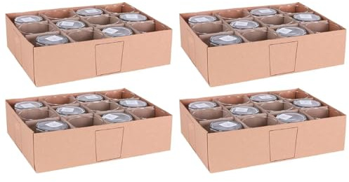ACAN Tradineur - Pack de 4 Caja de 12 vasos Modelo Pinta - Capacidad de 355 ML - Fabricado en Vidrio Resistente - Apto para lavavajillas - Tamaño aprox: diámetro 8,3 x 8,8 cm - 48 Uds Total