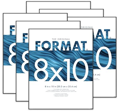MCS Format 8x10 Picture Frame Black, Vertical & Horizontal Wall Hanging Picture Frame for Photos & Art Prints (6-Pack)
