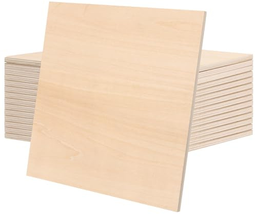 JAPCHET 15 fogli quadrati di compensato da 200 x 200 x 6 mm, pannelli di compensato naturale da 20 cm, per artigianato, modelli in legno fai da te, pittura