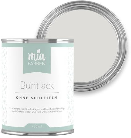 miafarben Buntlack ohne schleifen 750ml, Möbelfarbe, Möbellack für Holz, Metall, Kunststoff (Ruhiges Felslicht)