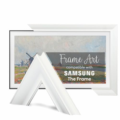 TV GUARD TV-Rahmen, TV-Rahmen kompatibel mit Samsung The Frame TV – Perfekte Passform, Keine Störungen, Art-Modus kompatibel (Modernes Weiß, 55 Zoll)