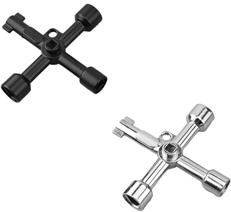Fyrkantsnyckel, 2 delar, 4-vägs multifunktionsnyckel, universell fyrkantsnyckel, ventilationsnyckel, verktygsnyckel, omkopplarskåp, nyckel för ellåda, gas, vattenmätare, låda, skåp