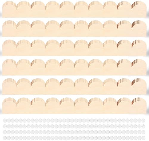 Listelli in legno non verniciati con bordo ondulato, 24 pezzi, 40 x 4 cm, modanature decorative in legno con punti adesivi, fai da te auto-colorabili, per decorazione da parete, telaio della porta,