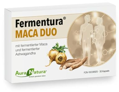 Fermentura® Maca Duo, Maca Kapseln mit Ashwagandha, Vitamin B1 & B3 | Fermentiert & Vegan | 1 Monat Vorrat