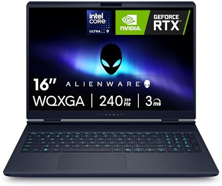 Alienware 16x Aurora Gaming Laptop AC16251 16 WQXGA 240Hz G-Sync Display, Intel Core Ultra 9 275HX Series 2, Nvidia Geforce RTX 5070, 32GB RAM, 1TB SSD, Windows 11 Home, RGB AlienFX QWERTY Tastatur