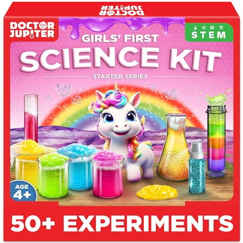 Doctor Jupiter Science Experiments Kit for Girls Ages 4+ | Birthday Gift for 4-5-6-7-8 Years Old Girls | STEM Toys | Chemistry Set | 50+ Experiments Starter Series
