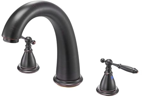 VEVOR Rubinetto per Vasca da Bagno, Set con 2 Maniglie, Miscelatore Vasca da Bagno in Acciaio Inossidabile con Beccuccio ad Arco Alto per Montaggio su Ponte per Adulti, Colore Bronzo