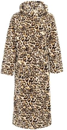 Linea Womens Fleece Robe Leopard Pattern Women Long Sleeve Multi 10