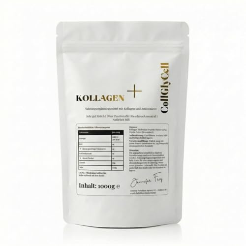 1000g Kollagen+ extra Kollagenbaustein Pulver (1 kg) – Collagen Hydrolysat Peptide Typ I, III + Glycin - Geschmacksneutrales Süßes Eiweiß - Gut löslich - von Natur aus Süß - Hohe Bioverfügbarkeit