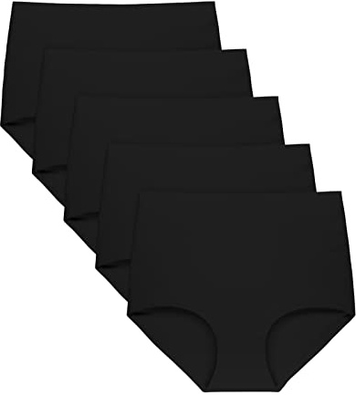 FallSweet Slip Taille Haute sans déformation, sous-vêtements pour Femmes, Culottes sans Couture, Paquet de 5,Noir,XL