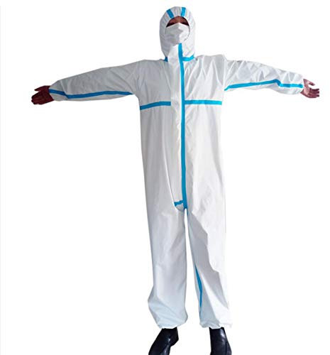 XIEJI Einweg Schutzanzug Schutz Isolation Medizinisches Einweg-Kleid Rück Mit Elastischen Bündchen, Latexfrei, Flüssigkeitsbeständiges,XL