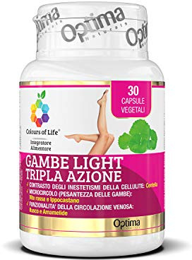 Colours of Life Light Legs Triple Action - Supplément de vigne rouge, de centella, de genêt de boucher, de marron d'Inde et d'hamamélis - 30 gélules végétales
