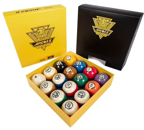 Predator Arcos II Pool Balls Set - Professional Phenolic Resin Billiard Balls - Set of 15 Made in Belgium Balls Including a Black Triangles Cue Ball