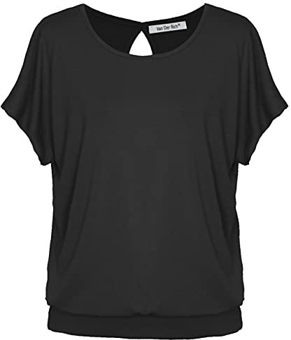 Van Der Rich ® - T-Shirt mit offenem Rücken - Damen (Schwarz-B, XL)